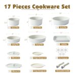 SENSARTE 17 Piece Pots and Pans Set, Nonstick Detachable Handle Cookware, Induction Kitchen Cookware Set with Removable Handle, Healthy Non Stick RV Cookware, Dishwasher ? Oven Safe, PFOA Free (White)