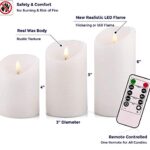 VENTA Set of 3 Realistic Flameless White LED Candles with Remote Control-4 inch 5 inch 6 inch Electric Wickless Pillar Battery Operated Candles with Flickering Flame Timer