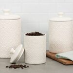 10 Strawberry Street Kitchen Canister, 3 Piece Set, Hampton White