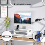 BONTEC Monitor Stand Riser White, 2 Tiers Wood Monitor Riser Stand with Storage Organizer, Desktop Ergonomic Monitor Stand Riser with Cellphone Holder and Cable Management, 16.5 Inch Desk Shelf