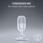 Razer Seiren V3 Mini USB Microphone: Condenser Mic – Supercardioid Pickup Pattern – Tap-to-Mute Sensor with LED Indicator – Shock Absorber – Ultra Compact – PC, Discord, OBS Studio, XSplit – White