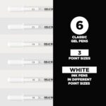 SAKURA Gelly Roll Gel Pens – Fine, Medium & Bold Tip Ink Pens for Journaling, Art, or Drawing – For Art Gifts, Holiday Gifts & DIY Projects – Classic White Ink – 05/08/10 Assorted Tip Sizes – 6 Pack