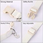 DOGWONG Cotton Hemp Dog Collar, Heavy-Duty White Dog Collar Adjustable Soft Natural Fabric Pet Dog Collar Cute Wedding Puppy Necklace for Small Medium Large Dog