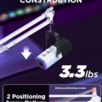 InnoGear Boom Arm Microphone Mic Stand for Blue Yeti HyperX QuadCast SoloCast Snowball Fifine Shure SM7B and other Mic, Medium, White