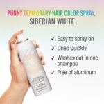 Punky Temporary Hair Color Spray, Siberian White, Fast-Drying, Non-Sticky, Non-Damaging, Travel Size Hair Dye for Instant Vivid Hair Color, 3.5 oz