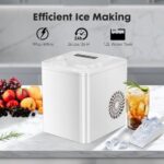 Sweetcrispy Countertop Ice Maker, Portable Ice Machine Self-Cleaning, 9 Cubes in 6 Mins, 26 lbs/24Hrs, 2 Sizes of Bullet Ice for Home Party Office, White