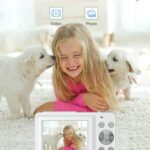 Camkory Digital Camera, Camera for Kids, FHD 1080P Point and Shoot Camera with 32GB Card 16X Zoom Anti Shake, Compact Small Camera Gift for Boys Girls Kids, White