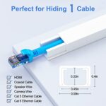 125in Cord Hider – One-Cord Cable Concealer – Cord Cover Wall with 13 Parts – Easy Install Cable Management Kit for 2 Small Wires, Cable Raceway Home Office, 8X L15.7in W0.59in H0.4in, White