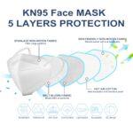 HUHETA 50 Packs KN95 Face Mask,5-Ply Breathable & Comfortable Filter Safety Mask (White)