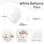 Awenztech White Balloons 12 inch, White Latex Balloons 50pcs Party Balloons for Engagement Bachelorette Bridal Shower Wedding Party Birthday Decorations