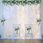 White Backdrop Curtains with Lights String for Wedding Parties 10×10ft Sheer Tulle Backdrop Curtain for Bridal Shower Baby Shower Birthday Party Photo Shoot Background Decorations(2 Panels 10ft×10ft)