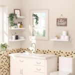 upsimples Floating Shelves for Wall, Wood Mounted Shelf Decor Storage Set of 6, for Bedroom, Living Room, Bathroom, Kitchen, Picture Ledge, White