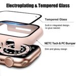 2 Pack Case with Tempered Glass Screen Protector for Apple Watch Series 6/5/4/SE 40mm,JZK Slim Guard Bumper Full Coverage Hard PC Protective Cover HD Ultra-Thin Cover for iWatch 40mm,Pink+White