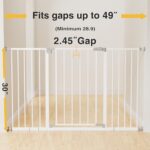InnoTruth 28.9-49″ Baby Gate for Stairs, 30″ Tall Extra Wide Dog Gates for Doorways One-Hand Opening, Easy Walk Thru Dual Lock Dog Gates for The House, Hallways, Bedrooms, Easy Install Kid Gate,White