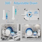 HAYOLPORS Dish Drying Rack for Kitchen Counter – Large Dish Racks with Drainboard, Rustproof Dish Drainer with Utensil Holder for Kitchen Sink, White