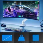 Single Monitor Mount for 13-32 inch Screen, Monitor Desk Mount Gas Spring Arm, Gaming Monitor Arm Holds 4.4-22 lbs, Home Office VESA Monitor Mount with Clamp & Grommet Base, Freelift Pro White