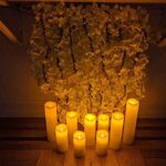 salipt Flameless Candles, LED Flickering Candles Set of 10 (H 4″ 5″ 6″ 7″ xD 2.2″) Waterproof Candles, Resin Plastic, Indoor Outdoor Use,White