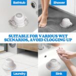 zaa Bathtub Drain Hair Catcher, Premium Silicone Collapsible 2 Pack Drain Protector for Pop-Up and Regular Drains of Shower, Bathtub, Tub, Bathroom, Sink, White