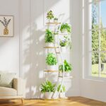MJOMKN 62″ Tall Plant Stand with Grow Light Indoor, 7 Tiered White Plant Shelf for Indoor Plants, Curved Corner Flower Stand Display Rack Holder for Living Room, Patio, Balcony Decor