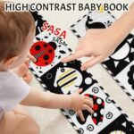 High Contrast Baby Toys, Black and White Newborn Toys for Brain Development, Soft Baby Books, Infant Sensory Toys 0-6-12 Months, Tummy Time Toys, Visual Stimulation Montessori Toy Gift