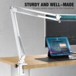 FIFINE Microphone Boom Arm, Suspension Mic Arm Stand with Mount Clamp, Metal Scissor Mic Stand with 3/8″ to 5/8″ Adapter for Home Studio Recording Podcast Gaming-CS1 White