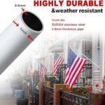 White Flag Poles for Outside House – 5ft Tangle Free Flag Pole for House,Heavy Duty Metal Flagpole Hardware for 3×5 American Flags,Outdoor Flagpoles Mount for Porch,Car,Truck,Boat (Without Bracket)