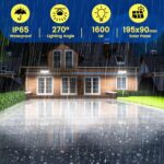 Solar Lights Outdoor 240 LED 3000mAh Motion Sensor Flood Lights IP65 Waterproof Security Lights for Outside 270° Wide Angle Wall Lights White