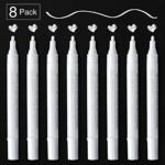AKARUED White Acrylic Paint Markers, 8 Pack Acrylic White Paint Pen Sets for Rock Painting, Wood, Stone, Glass, Ceramic, Paper, Drawing, Art Projects, DIY Crafts, Water-Based ink, 2-3mm Medium Tip