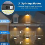 Peasur [138 LED/6 Packs] Solar Outdoor Motion Sensor Lights with 3 Lighting Modes Wireless Wall Waterproof Security Powered for Garden Fence Yard Deck Garage, Warm White