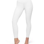 High Waisted Leggings for Women – Tummy Control Yoga Pants for Workout Running Athletic No See Through Plus Size White