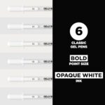 SAKURA Gelly Roll Gel Pens – Bold Tip Ink Pens for Journaling, Art, or Drawing – Classic White Ink – All Are Tip Size Bold 10-6 Pack