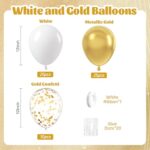 60pcs Gold and White Balloons 12inch, White and Gold Balloons with Metallic Gold Confetti Balloons for Graduation Wedding Engagement Birthday Party Decorations
