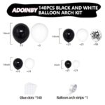 Black and White Balloon Arch Kit, ADOINBY 140Pcs Black and White Durable Latex Balloons 18 12 10 5 Inch Different Size Balloons for Birthday Anniversary Wedding Engagement Graduation Party Decorations