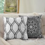 Coliuso Decorative Throw Pillow Covers 18×18 Set of 4, Dark Grey and White Modern Simple Square Pillow Case Cushion Cover for Sofa Couch Farmhouse Outdoor Living Room (Dark Gray and White, 18×18 inch)