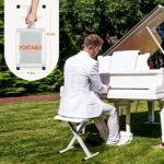 CAHAYA Piano Bench X-Style Adjustable Height Keyboard Bench Padded Keyboard Stool Chair Seat for Electronic Digital Keyboards Pianos White CY0257-1