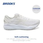 Brooks Women’s Ghost 16 Neutral Running Shoe – White/White/Grey – 8.5 Medium