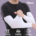 ROXUN 2 Pairs Arm Sleeves, Cooling UV Sun Protection Sports Compression for Men/Women 2 White