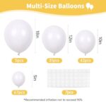 RUBFAC 145pcs White Balloons Latex Balloons 18 12 10 5 Inch Party Balloon Kit Different Sizes for Birthday Party Wedding Balloon Graduation Baby Shower Decoration
