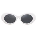 boqopod Retro Oval Sunglasses for Women Men Clout Goggles Trendy Round Kurt Cobain UV400 Glasses SG9750 (White)