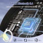 Qecnato Wireless Earbuds Bluetooth 5.4 Headphones 75H Stereo Deep Bass Sports Over Ear Buds with Earhooks, LED Display Bluetooth Earbuds with 4 ENC Mic, IP7 Waterproof Earphone for Running, White