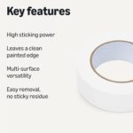 Amazon Basics Original Multi-Surface Masking Tape, White, 1.41 inches x 60 Yards, 1 Roll