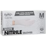 ForPro Professional Collection Disposable Nitrile Gloves, Chemical Resistant, Powder-Free, Latex-Free, Non-Sterile, Food Safe, 4 Mil, White, Small, 100-Count