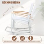 Shintenchi 3 Piece Outdoor Rocking Bistro Set, Textilene Fabric Small Patio Furniture Set, Front Porch Rocker Chairs Conversation Set with Table for Lawn, Garden, Balcony, Poolside (White)