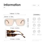 kimorn Sunglasses Womens Men Trendy Retro Sun Glasses Oversize Square Frame Shades K1571 (Off White+Pink Lens)