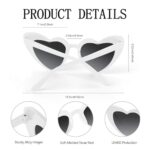BOUBONI Heart Shaped Sunglasses Vintage Heart Glasses Bridal Party Sunglasses for Women Wedding Bachelorette Party Favors (1, White)