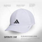 adidas Superlite, Athletic Caps, Running Hat Men, White/Black/3.0, One Size