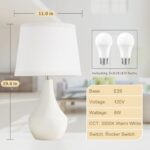 Seealle Modern Ceramic Table Lamps for Night Stands – Bedside Lamps Set of 2 for Nightstand, 19.4″ White Bedroom Lamp for Living Room Cute Desk End Table Office Guest Room Dresser Rocker Swtich