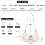 Hobo Bag for Women PU Leather Top Handle Shoulder Bag Small Pleated Punk Underarm Purse – White