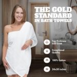 Wealuxe White Bath Towels 24×50 Inch, Cotton Towel Set for Bathroom, Hotel, Gym, Spa, Soft Extra Absorbent Quick Dry 6 Pack