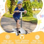 NAVIC K2 Kids Kick Scooter for Ages 3-8, 3-Wheel Scooter with LED Light-Up Wheels & Deck, 3 Adjustable Heights, Detachable Handlebar, Lightweight Scooter for Boys & Girls, Max Load 110 lbs (White)